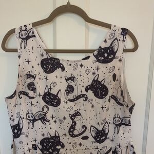 Cat Print Sleeveless Dress